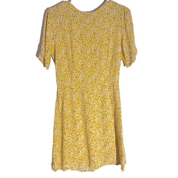 Audrey Yellow Ditsy Y2K Floral Shortsleeved Babydoll Boho Mini Sundress - Picture 5 of 6
